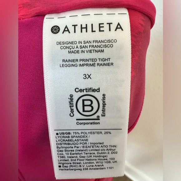 NEW ATHLETA Rainier Printed Pink Athletic‎ Leggings Tight Women's 3X - Picture 11 of 14